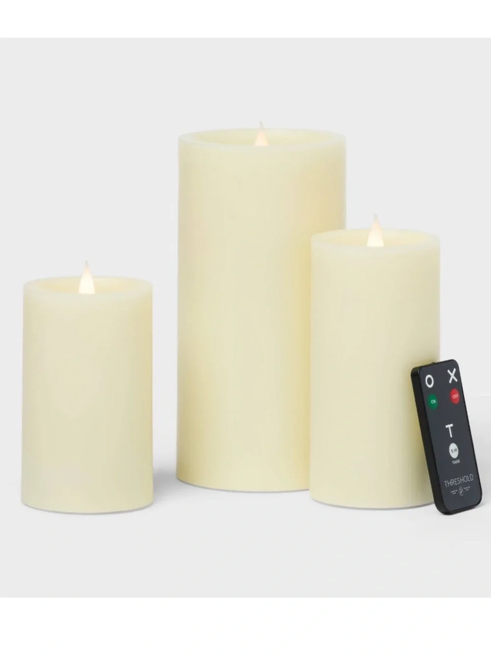 3pk LED Candles Cream - Threshold™ Paraffin Wax Pillar Style, Indoor/Outdoor Use